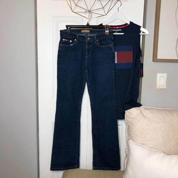 🔙🔛Tommy Hilfiger Dark Blue Jeans Bootcut, 90s - Picture 3 of 6